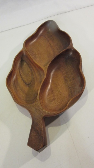 Vintage Monkey Pod Divided Serving Dish