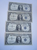 Lot of 4 1 Dollar Silver Certificates 1957 &1957B