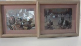 Set of 2 Framed Metal Etching Prints