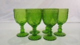 Lot of 6 Vintage Green Glass Goblets