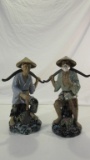 A Pair of Vintage Tall, Ceramic Chinese Figurines