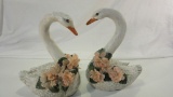 Set of 2 Decorative Swans