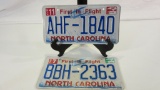 Set of 2 North Carolina License Plates