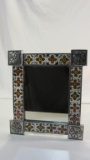 Mexican Tile & Silver Toned Framed Mirror