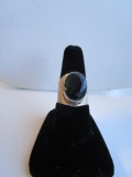 925 Silver Ring with Green Stone Sz 7.5 6.2g Total