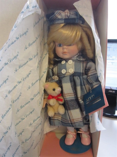 Marian Yu Designs 14"  Doll "Girl with bear