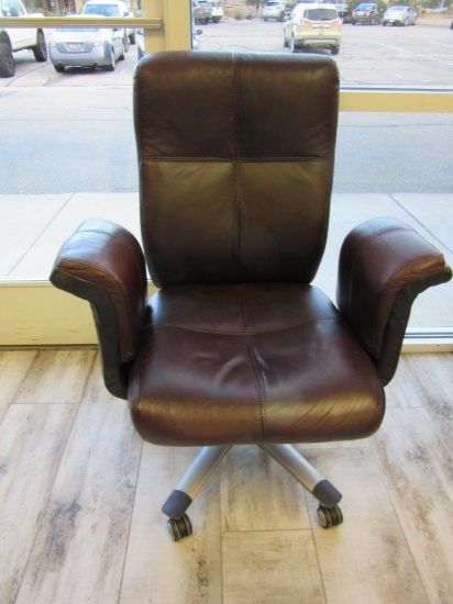 Sharper Image Leather Arm Office Chair