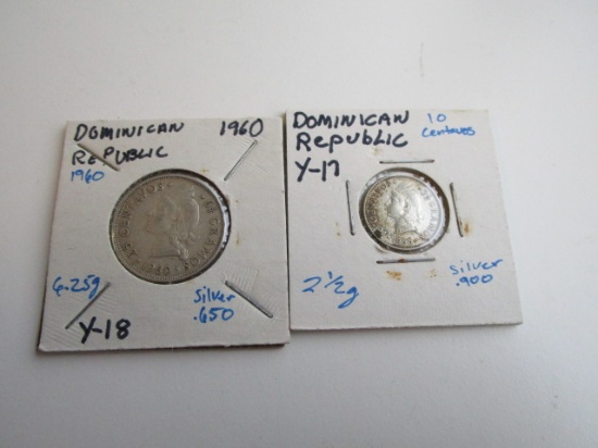 Lot of 2 Dominican Republic Silver Coins