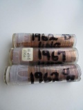 Lot of 3 (UC) Rolls of Pennies 1962D,1962P, & 1967