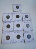 Lot of 10 1943 Steel Cents