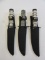 Lot of 3 Stainless Steel Knives w/ Sheaths