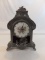 ETAIN 94% Pewter Clock w/ Ceramic Face and Flowers