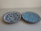 2 primitive hand painted decorative plates