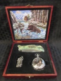 Boxed Matching Set Pocket Watch & Knife