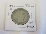 1908-S Barber Silver Half Dollar