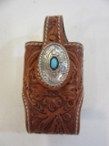 Leather Stamped Flip Phone Holster