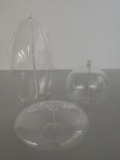 Set of 3 delicate clear glass oil candles