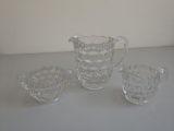 Vintage cut glass sugar, creamer, pitcher set