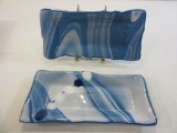 Lot of 2 Glass Work Trinket Dishes