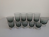 Set of 11 smoke gray colored drinking glasses