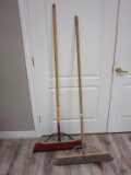 Lot of 2 Push Brooms