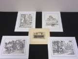 Lot of 5 Pencil Drawings