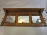 Wood Mirror Shelf with Hooks