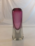 A. Jablonski Unqiue Crystal Purple and Clear Vase