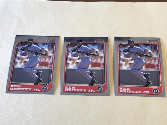 KEN GRIFFEY JR Lot of 3 1997 Bowman Chrome Cards