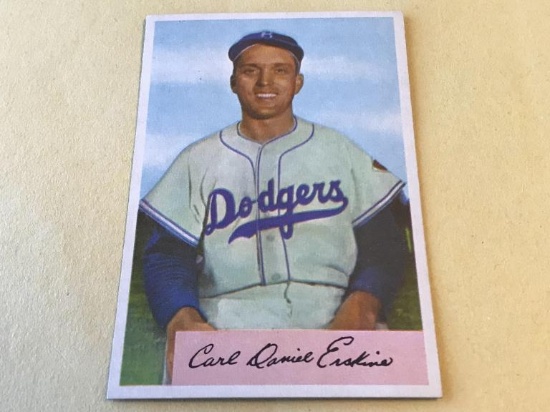 CARL ERSKINE Dodgers 1954 Bowman Baseball Card #10