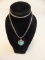 .925 Silver Necklace with Faux Turquoise Center