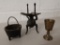 3 miniatures: iron, metal, and brass