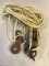 Vintage Farm Tool Rope Pulley with rope