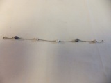 .925 Silver Chain Beaded Bracelet