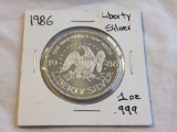 1986 .999 1oz Liberty Silver