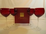 Set of 4 Lenox Holiday Gems Ruby Wine Glasses