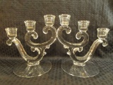 Set of 2 Vintage Glass Candle Holders