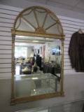 Large Ornate Gold Tone Vintage Beveled Mirror