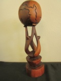 Carved Wood World Statue