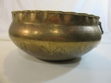 Vintage Oversized Brass Bowl with Handles