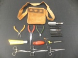 Homemade Leather Bag with Assorted Tools