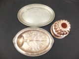 2 Silver-Plated Trays and Jello Mould