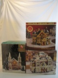 Lot of 3 Christmas Village Buildings, A Church