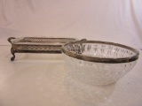 Vintage Silver Plated Serving Dish & Glass Bowl