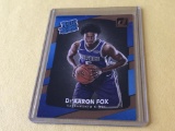 DE'AARON FOX Kings 2017-18 Donruss ROOKIE Card