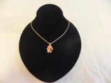 Woman's Gold Plated Feather & Stone Necklace