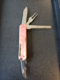 Vintage pink multi-use pocket knife