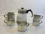 Cookmates by Corning Coffee Pot & 7 Coffee Cups