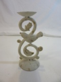 Set of 2 Off-White Cast-Iron Metal Candle Holders