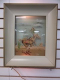 Vintage Painted on Glass Western Scene with Lights